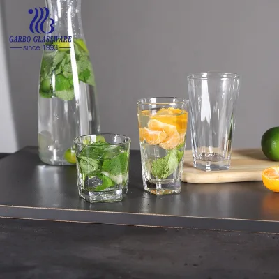 Highball Glass Cups Clear Heavy Base Tall Beer Glasses Pressed Glassware Water Tumblers Tall Drinking Glasses Beverage cups