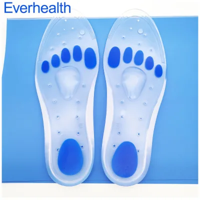 High Quality Foot Care Shock Absorption Plantar Fasciitis Pain Relief Medical Grade Sports Transparent Flat Gel Silicone Insole