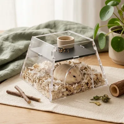Transparent Acrylic Hamster House Small Pet Hideaway Visible Design Observing Your
