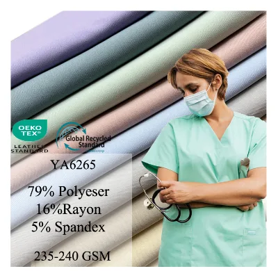 Wholesale TRSP 79/16/5 High Stretch Twill Scrub Fabric 240gsm for Medical Uniforms Suits Material Anti-pill Shrink-resistant