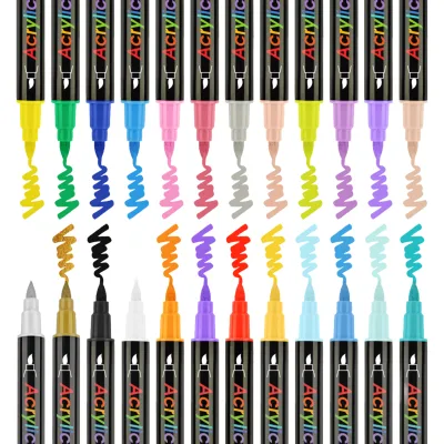 Waterproof Quick Dry 0.5mm Fine 1.2mm Broad Permanent Dual Tip Marker Pen for Office Warehouse Industrial
