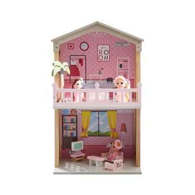 Newest Pink Wooden for Dollhouse Furniture Set Educational Toy for Girls Hottest Slide Toy for Kids
