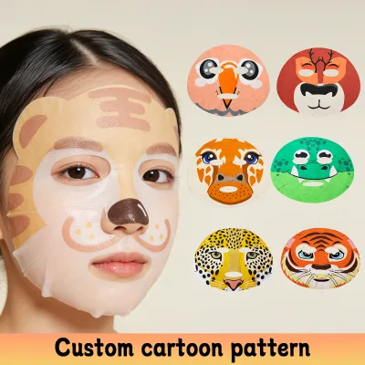 Private Label Printed Cartoon Face Mask Sheets Custom Animal-Printed Face Mask Materials