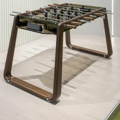 Home Glass Tabletop Soccer Table with Solid Wood Legs Stand Steel Crossbar Football Table for Home Use Entertainment