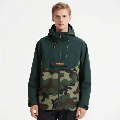 T-800 Polyester Water-Resistant Windproof Hoodie Camouflage With Zipper Closure