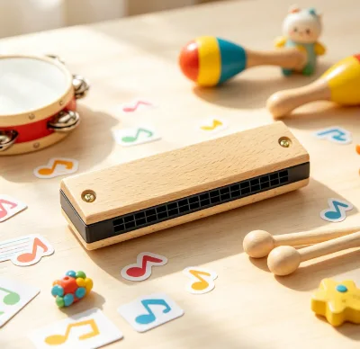 16-Hole Wooden Harmonica  Natural Finish Mouth Organ for Kids & Beginners Music School Wholesale Natural Finish