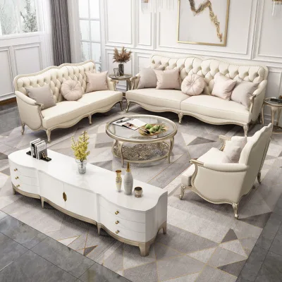American Light Luxury Solid Wood Postmodern Sofa Luxury Set 123 Combination of European Living Room Furniture Design