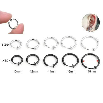 Clip on Hoop Earrings Faux Lip Septum Ring Cartilage Earrings Spring Endless Hoop Earrings Non Piercing