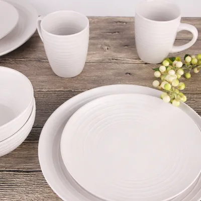 Simple Luxurious White Textured Ceramic Tableware for Weddings Parties Restaurants Sustainable High Quality Wholesale Supplies