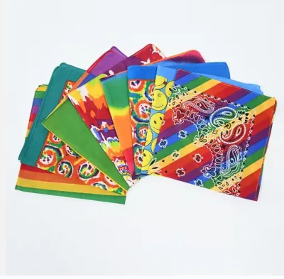 Custom Print Rainbow Bandana Soft Cotton Square Scarf LGBTQ Gay Pride Neckwear Head Wrap for Parade Party Festival Sports Gift