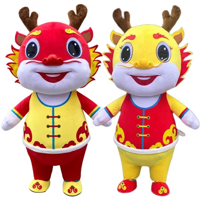 Hot Selling 2024 Year Chinese New Year Mascot Stuffed Animal Dragon Mascot Costume for Adult