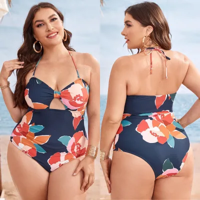 Hot Selling Plus Size Women's One Piece Swimsuit New Design Quick Dry Bathing Beachwear Bodysuit Plunge Cup Size 4XL