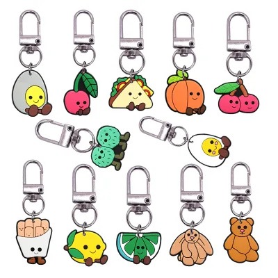 Wholesale Personalized 2D Flexible Soft Rubber Die Cutting Printed Fashion Key Chains Jelly Cat Accessories Jellycat Keyring