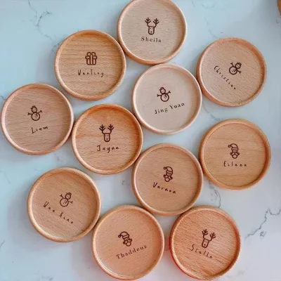 Customization Modern Design Durable Decorative Round Mats Pads Beech Acacia Wooden Coasters