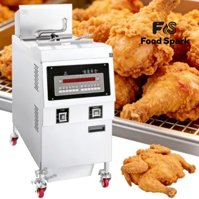 Single Cylinder Open Fryer With Built in Oil Filtration System KFC Style Frying Machine for Fast Food Restaurant Fried Chicken