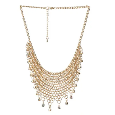 DUYIZHAO Trendy Low MOQ Vintage Handmade Circle Chain Layered Waterfalls Tassel Gold Necklace for Women Gift Daily Wear