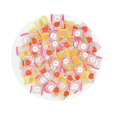 Rabbit Fruit Candy Flatback Cabochon for DIY Hairpin Phone Case Decoration Miniature Candy Resin Charms
