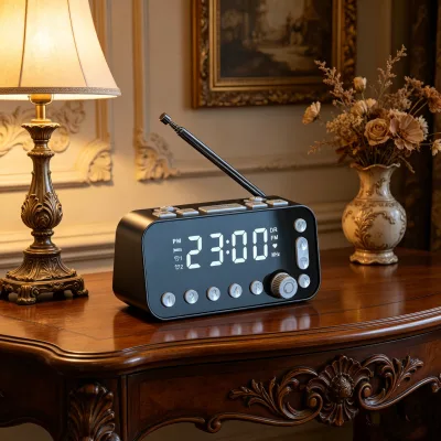 5" FM Digital Alarm Clock with LED Display DAB & Internet Radio Plastic Material Dual Charging USB Ports Portable Music Player