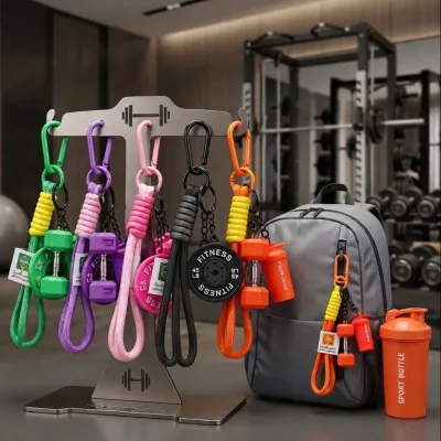 Mini Sports Fitness 45LB 3D Rubber Kettlebell Dumbbell Barbell Gym Keychain