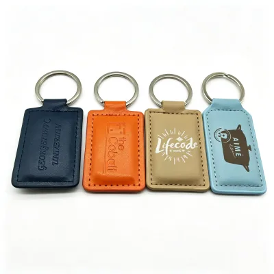 Custom logo Print Black Cheap Leather Keychain for Promotion Gift
