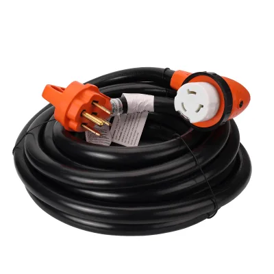 BLRV50-25G STW 25ft 50Amp  Electric Power Cord RV Extension Cord Finger Grip Twist Lock Design With 90° Easy Plug 6/3+8/1
