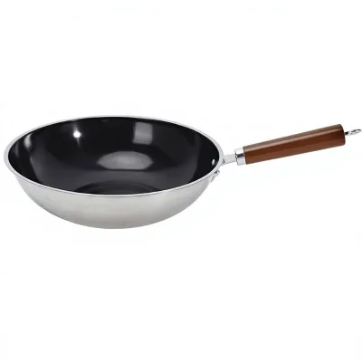 Factory-direct Supply Ceramic Non-stick Pan Stainless Steel Flat-bottom Wok Handles Suitable for Gas Stoves Induction Cooktops