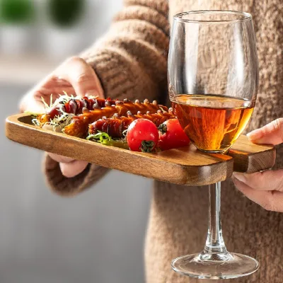 Wine Appetizer Plates Charcuterie Boards Accessories Cocktail Plate with Glass Holder Cheese Plate Serving Board