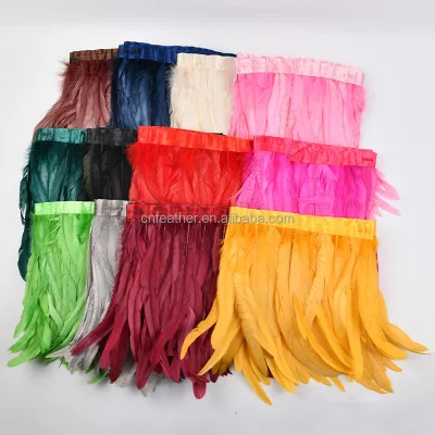 Mini 20-25cm Rooster Tail Feather Trim Coque Fringe for Hat Hair Accessory Handmade Craft Supplies