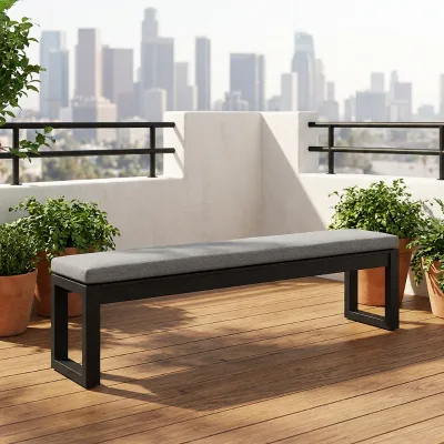 Outdoor Luxury Aluminum Chairs Furnitures Simple Design Cushions Including Long Bench