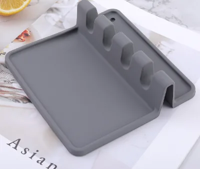 Heat Resistant Silicone Pot Clip Spoon Rest,Cooking Utensil Holder with Drip Pad,BPA Free Spoon Rest for Kitchen,Countertop