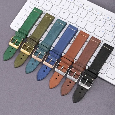 Vintage Top Grain Leather Watch Bands Luxury Handmade Leather Strap Full Grain Cow Leather Bracelet 19mm 20mm 21mm 22mm