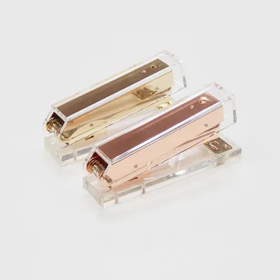Factory Price Acrylic and Rose Gold Metal Desktop Stapler for Office
