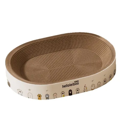Cartoon Cat Scratcher & Bed Combo Round Scratching Post Made of Corrugated Cardboard Cat Toy That Doesnt Shed Paper Bits