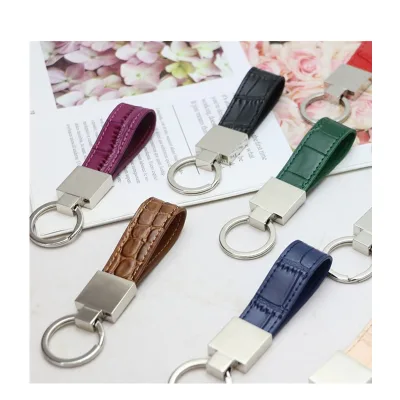 Customizable Initials Cowhide crocodile Patterned Keychain Suitable for Car and House Keys
