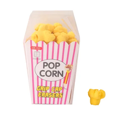 Cute Popcorn Shaped Pencil Eraser Creative Stationery for Children's School Supplies