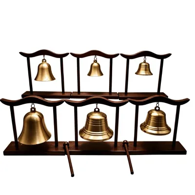 Buddhist Altar Composite Material Bell Wooden Stand Hanging Wind Chime Striking Bell Zen-Inspired Home Decor Meditation Chime