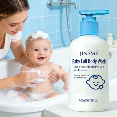 Private Label Milk Baby 2-in-1 Wash Shampoo Gel 500ml Milk Extract Aloe Vera Vitamin C Niacinamide Relieve Dryness Nourishing