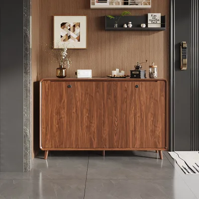 Solid Wood Shoe Cabinet with Fingerprint AI Electronic Lock, for Stairwell, Corridor, Living Room Entrance