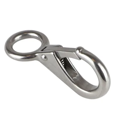 Boat Rigging Quick Release Fixing Buckle 304316 Stainless Steel Fixed Eye Snap Hook Mini Safety Directional Hook with Fixed Ring