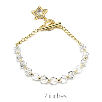 Bestone Gemstone Beaded Bracelet Crystal Golden Star Charm Bracelet for Women Jewelry