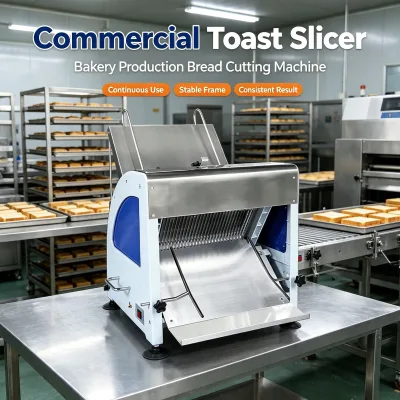 Automatic New Compact Electric Bread Slicer Cutter for Whole Bread Loaves Processing in Daily Bakery Production