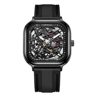 Custom Logo Wrist Watch for Men Boy's Fashion Mechanical Hand Watch Rubber Strap Watch Sport Men FW-6410