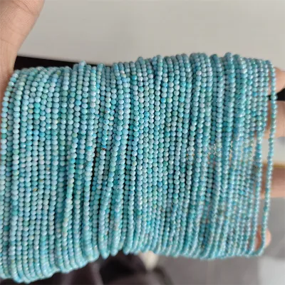 2mm Natural Turquoise Loose Beads Blue Turquoise Faceted Round Micro Beads Long Strand Jewelry Making Beads