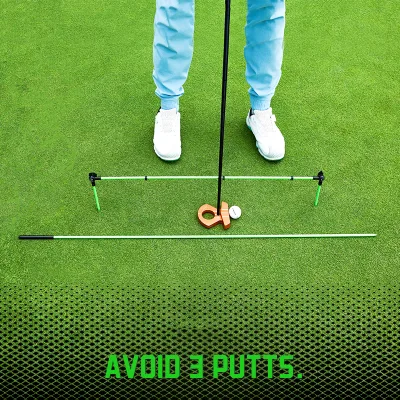 Efunist Multi Functional Fiberglass Green Golf Alignment Sticks Swing Plane Chipping Putting Trainer Adjustable Rings Accuracy