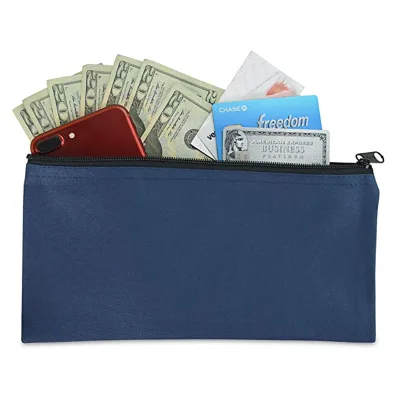Canvas Bank Bags Money Pouch Security Deposit Utility Zipper Coin Bag