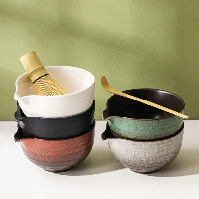 China-made Japanese-style Matcha Whisking Set with Song Dynasty Ceramic Teabowl and Cup Matcha Brush