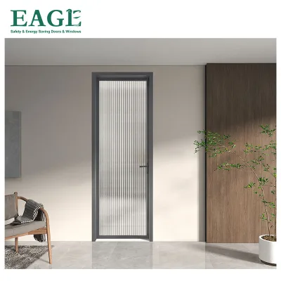 Aluminum Alloy Swing Tempered Glass Door for Bathroom Finished with Decorative Features