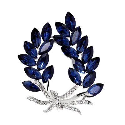 Hot Selling Fashion Jewelry Flower Brooch Leaf Brooch Retro Alloy Crystal Brooches for Women Wedding Party Clothing Accessories