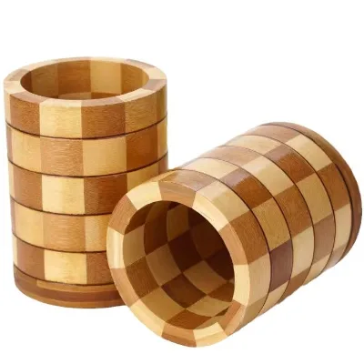 Wooden Standing Type Round Shape Tabletop Chopstick Holder with Compartments Engraved Logo Household Cutlery Storage Box