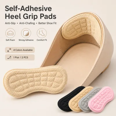 Waffle Texture Heel Liner Anti Chafing Cushion Pad Adhesive Foam Mesh Fabric Peanut Shape 4 Colors for Pump Flat Loafer Sneaker